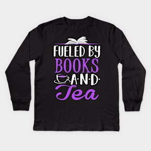 Fueled by Books and Tea Kids Long Sleeve T-Shirt